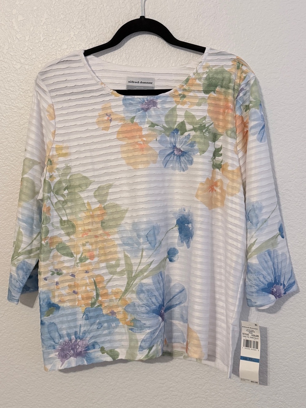 Alfred Dunner White Floral Textured Knit Top Size Petite XL NWT